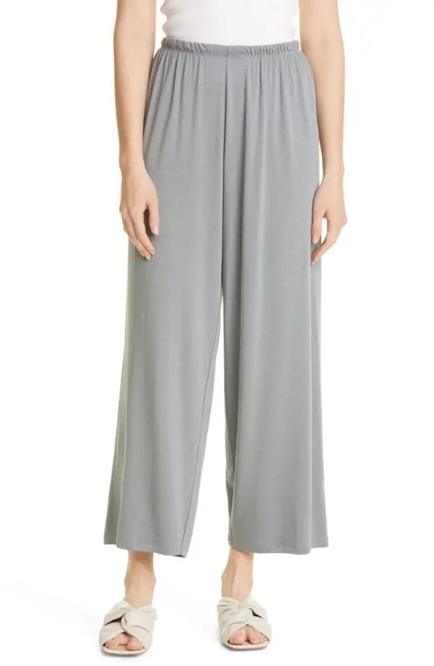 Vince Wide Leg Cropped Pull On Comfort Lounge Pant Sea Stone Green XL Loungewear